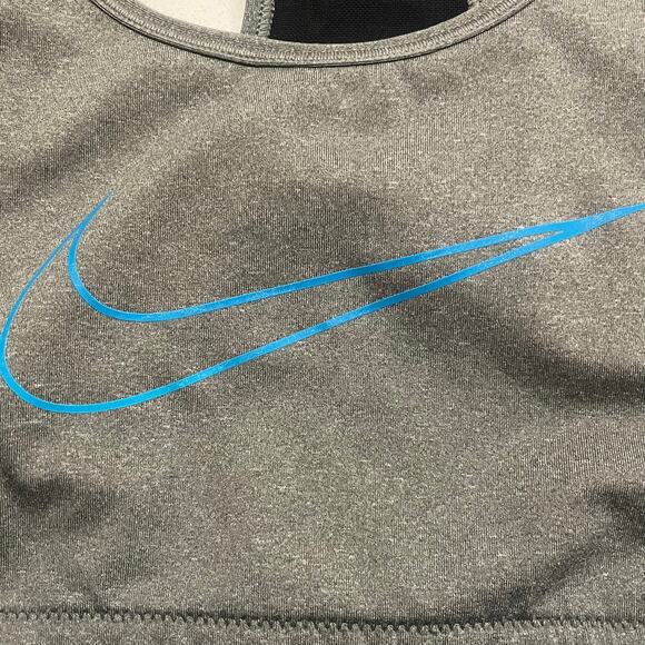 Nike Dri-Fit Gray Blue‎ Racerback Full Coverage Athletic Womens Sports Bra Large - Picture 3 of 5